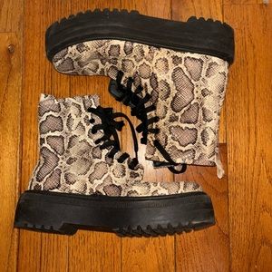 Size 8 ASOS faux snakeskin combat boots